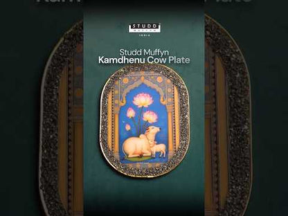 Kamdhenu with Lotus Pyrite Plate [ Rounded Rectangle ]