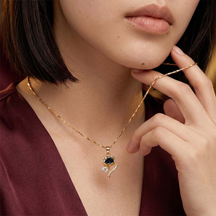 Wisdom Fox Pendant - 24k Gold Tone Plated [ With Chain ]