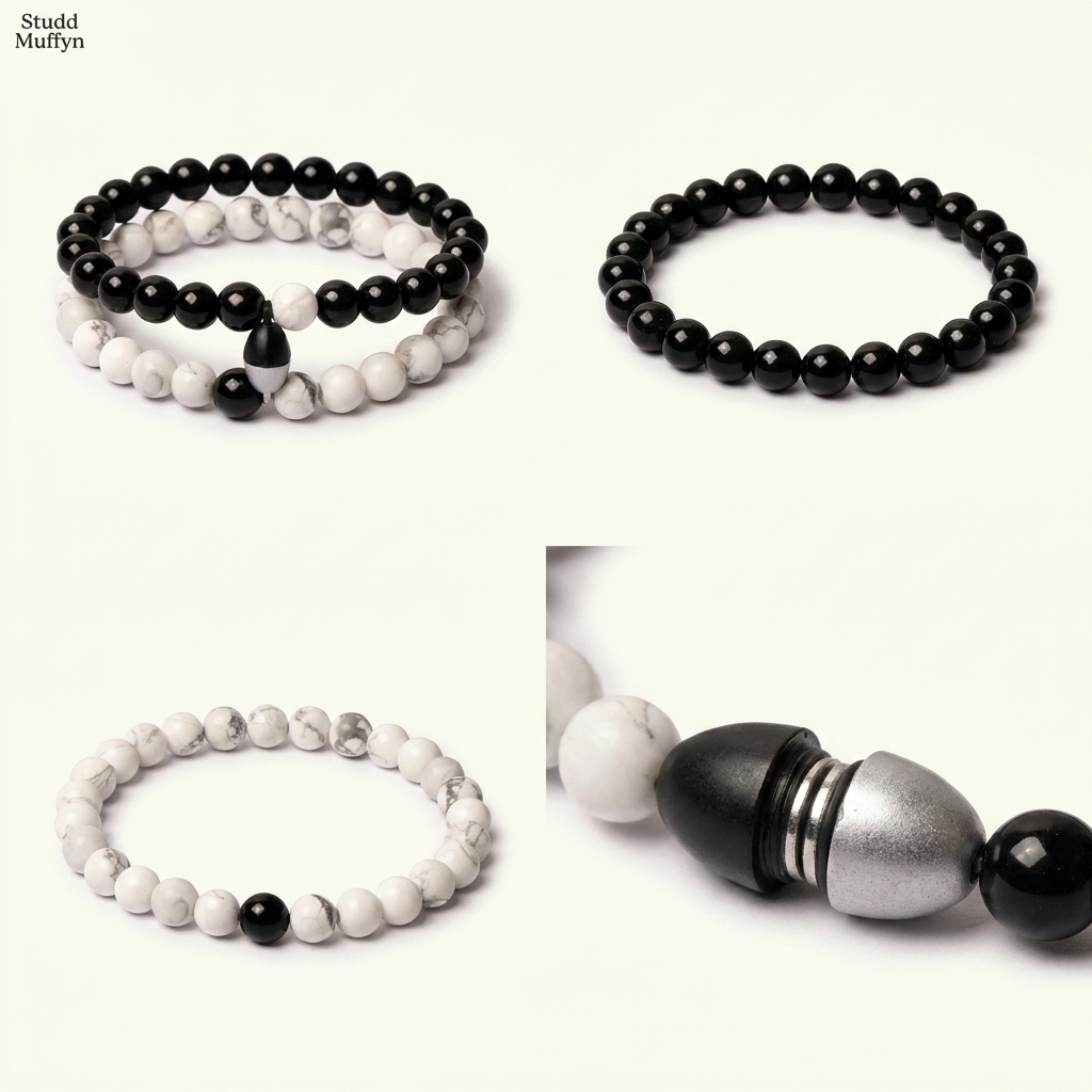 Multi-angle catalog collage of the magnetic duo bracelet set