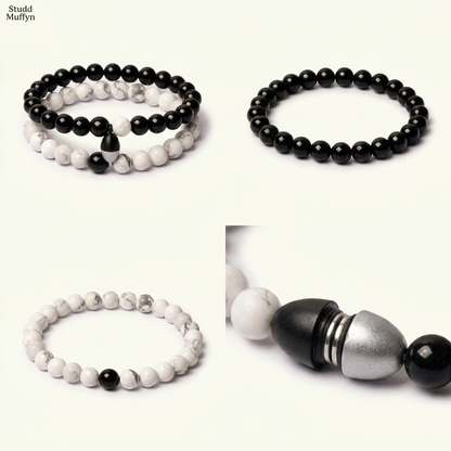 Multi-angle catalog collage of the magnetic duo bracelet set