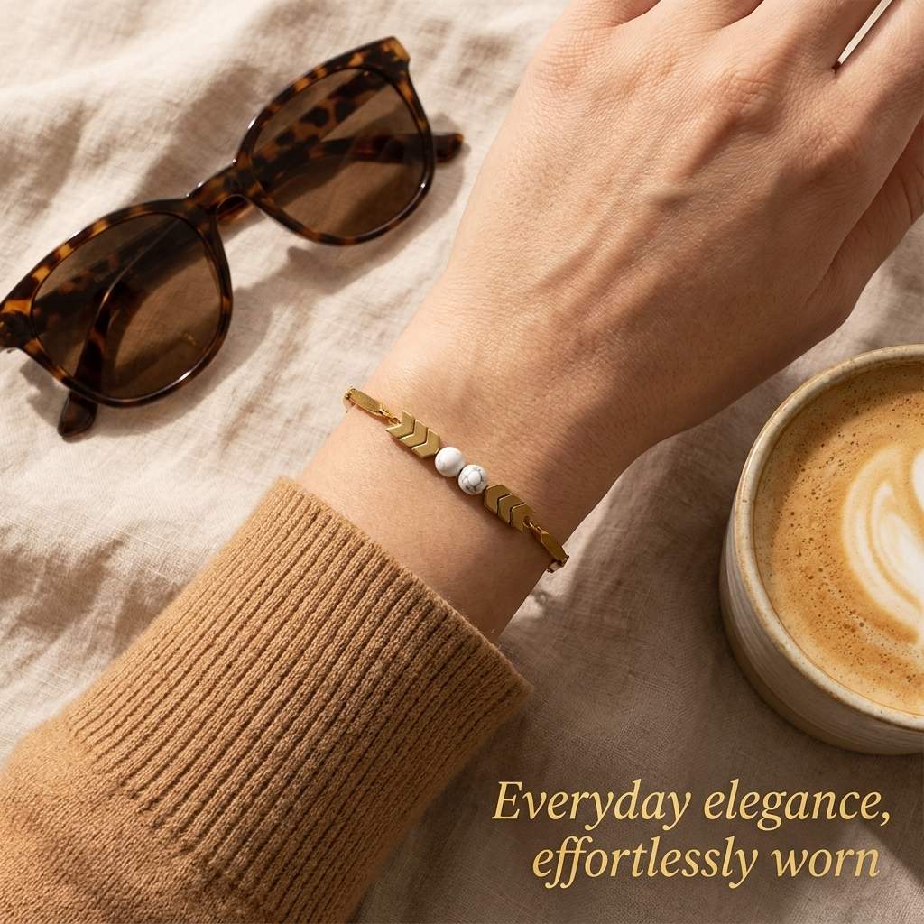 Bracelet styled with a neutral outfit on a woman for everyday wear