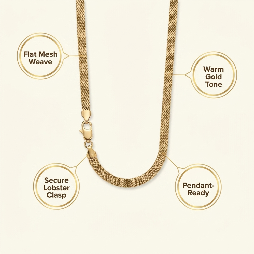 Infographic highlighting the flat snake chain's key features