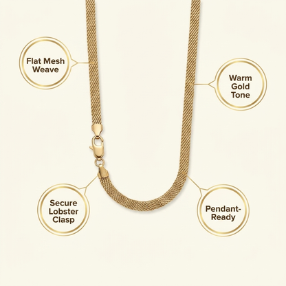 Infographic highlighting the flat snake chain's key features