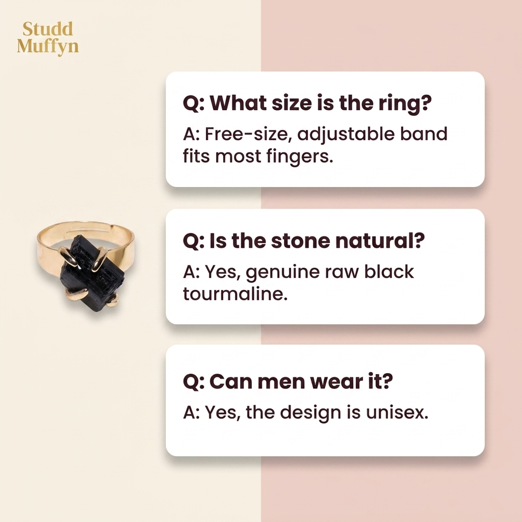 Black Tourmaline Golden Ring