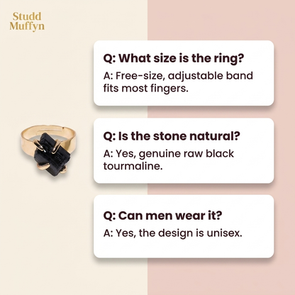 Black Tourmaline Golden Ring