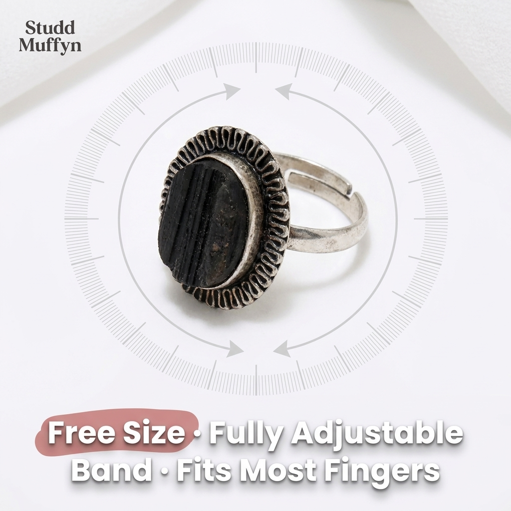 Black Tourmaline Adjustable Ring