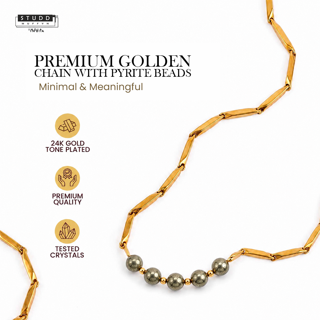 Pyrite Crystal Rice Chain - 24K Gold-Toned