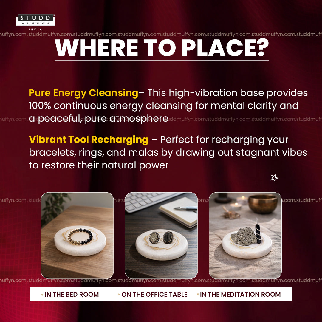 Selenite Coaster with Gold Waves