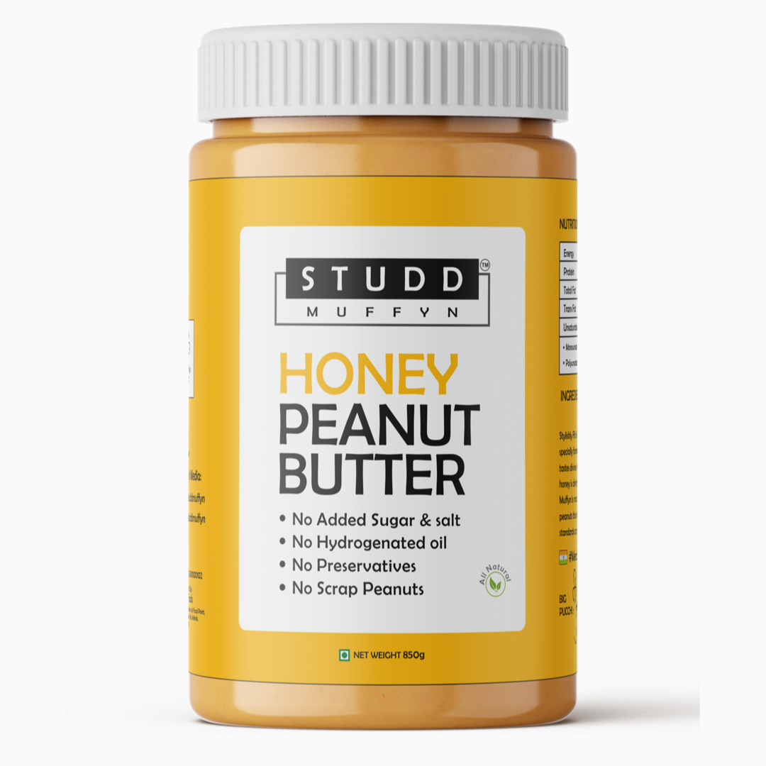 Studd Muffyn All Natural Honey Peanut Butter-850 gm | Pure honey | Unsweetened | Gluten Free| Vegan | Cholesterol Free