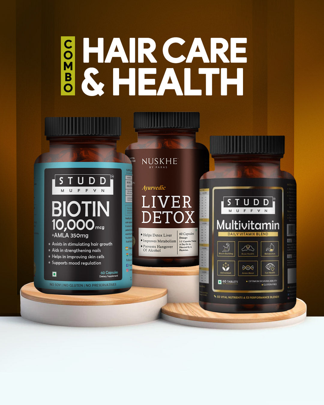 Hair Care & Health Combo - Biotin 1000mcg, Multivitamin & Liver Detox