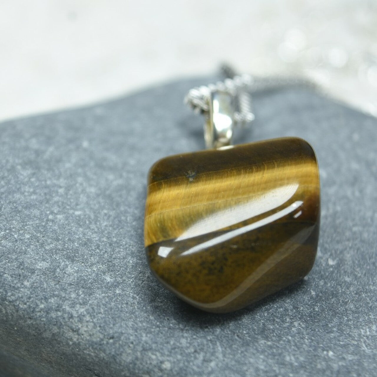 Tiger's eye crystal (Wearable Pendant without chain) for good fortune