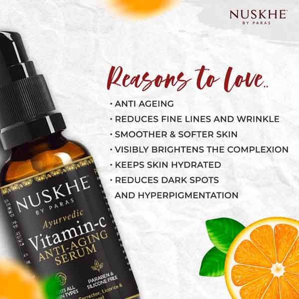 Nuskhe by Paras Vitamin C Anti-Aging Face Serum for Damage Control | Effective Skin Brightening