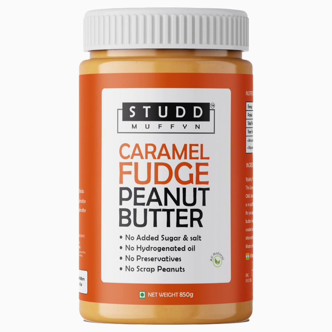 Studd Muffyn All Natural Caramel Fudge Peanut Butter-850gm, Non GMO,Gluten Free, Cholesterol Free