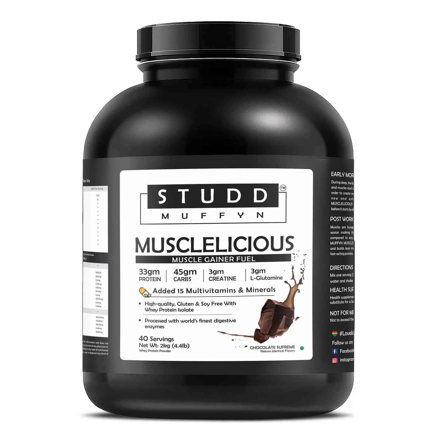 Studd Muffyn Musclelicious ,Muscle Gainer Whey Protein ( Chocolate -2KG )