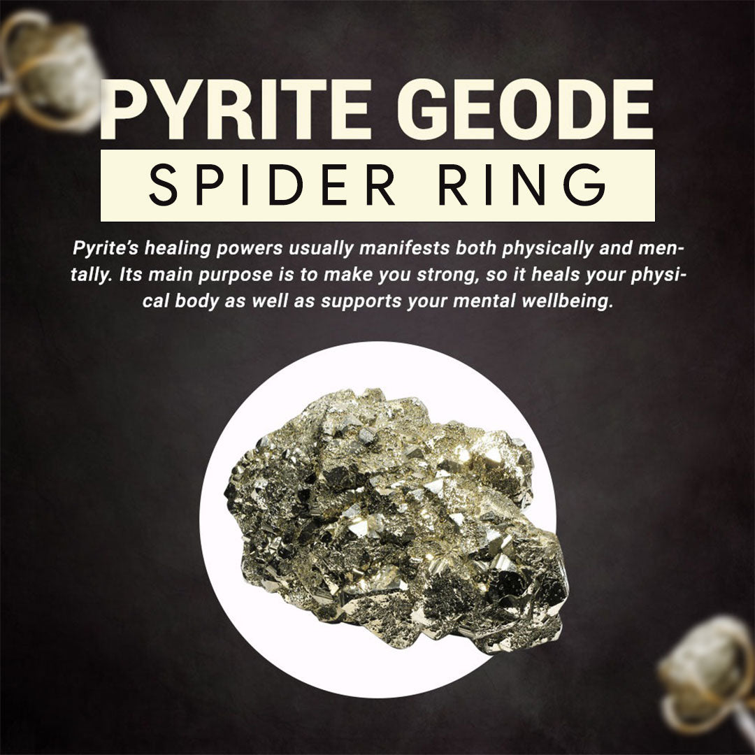 Pyrite Geode Spider Ring