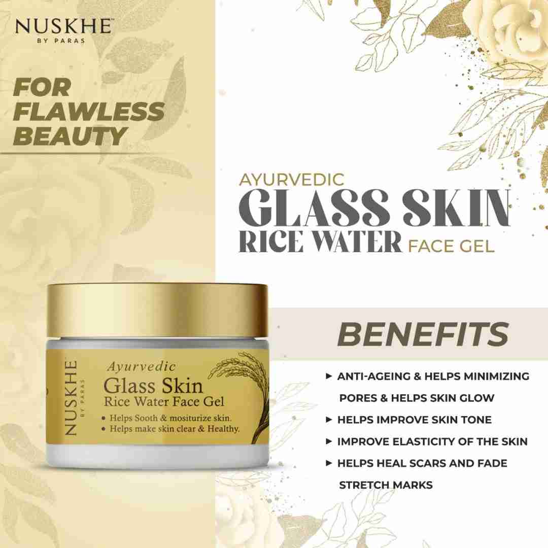 Nuskhe By Paras Ayurvedic Glass Skin Fermented Rice Water Gel For Clear and Health Skin 50 gm