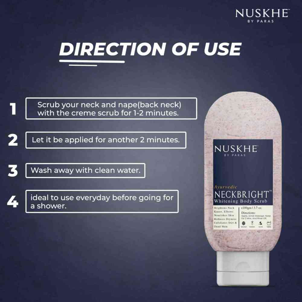 Nuskhe by Paras Neck Bright Body Scrub Dead Skin Remover With Vitamin C & Radish -100 gm