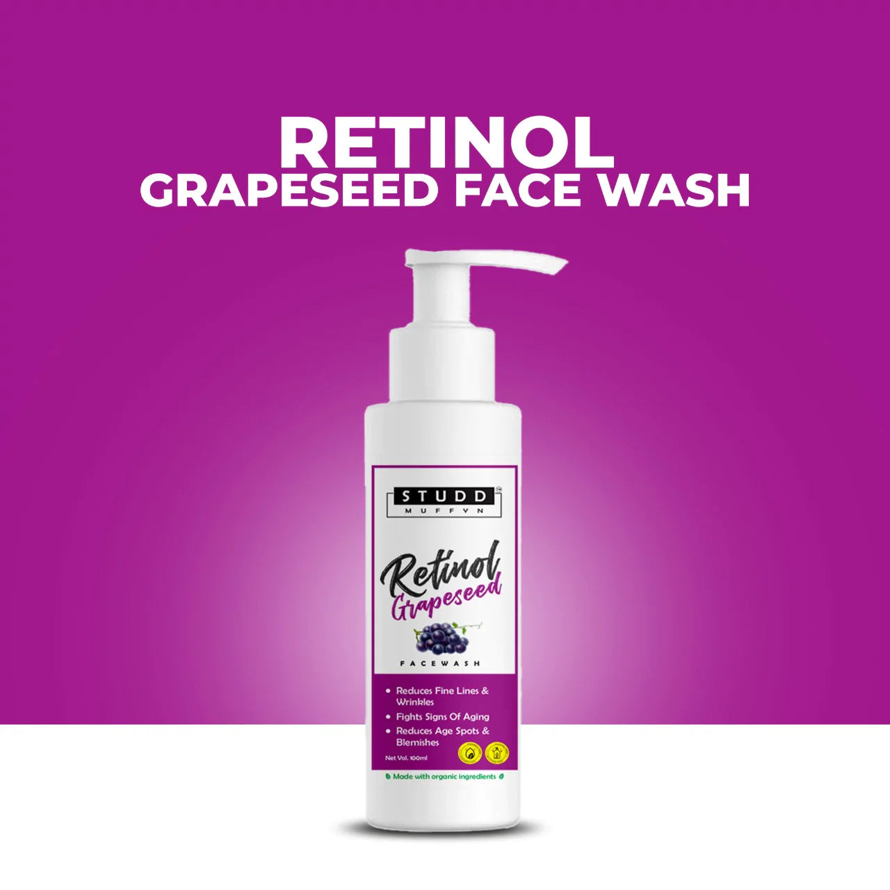 Studd Muffyn Retinol Grapeseed Facewash- 100 ml