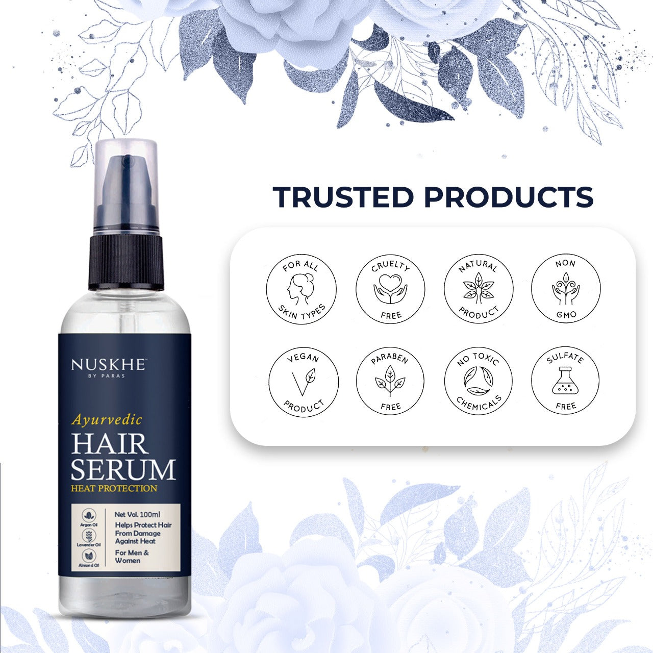 Nuskhe by Paras Hair serum for heat protection| non-frizzy | tangle-free hair|