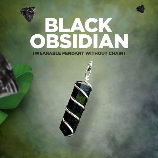 Black Obsidian crystal (Wearable Pendant without chain) for evil-eye protection