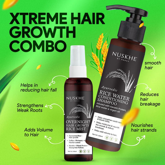 Xtreme Hair Growth Combo (Fermented Rice Water Hair Mist + Fermented Rice Water Conditioning Shampoo) ✽ For Men & Women