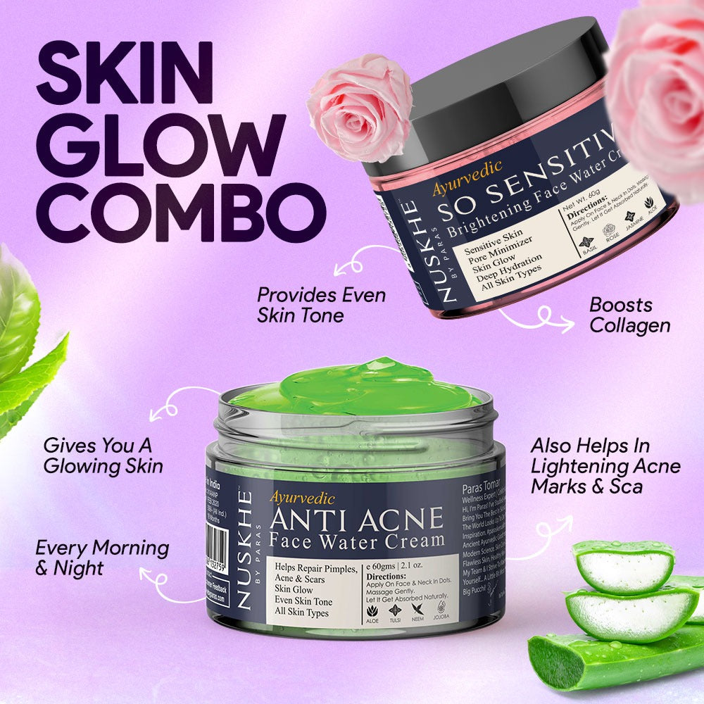 Nuskhe by Paras Skin glow Combo -Anti Acne Gel and Rose Water Gel -60 Gram Each