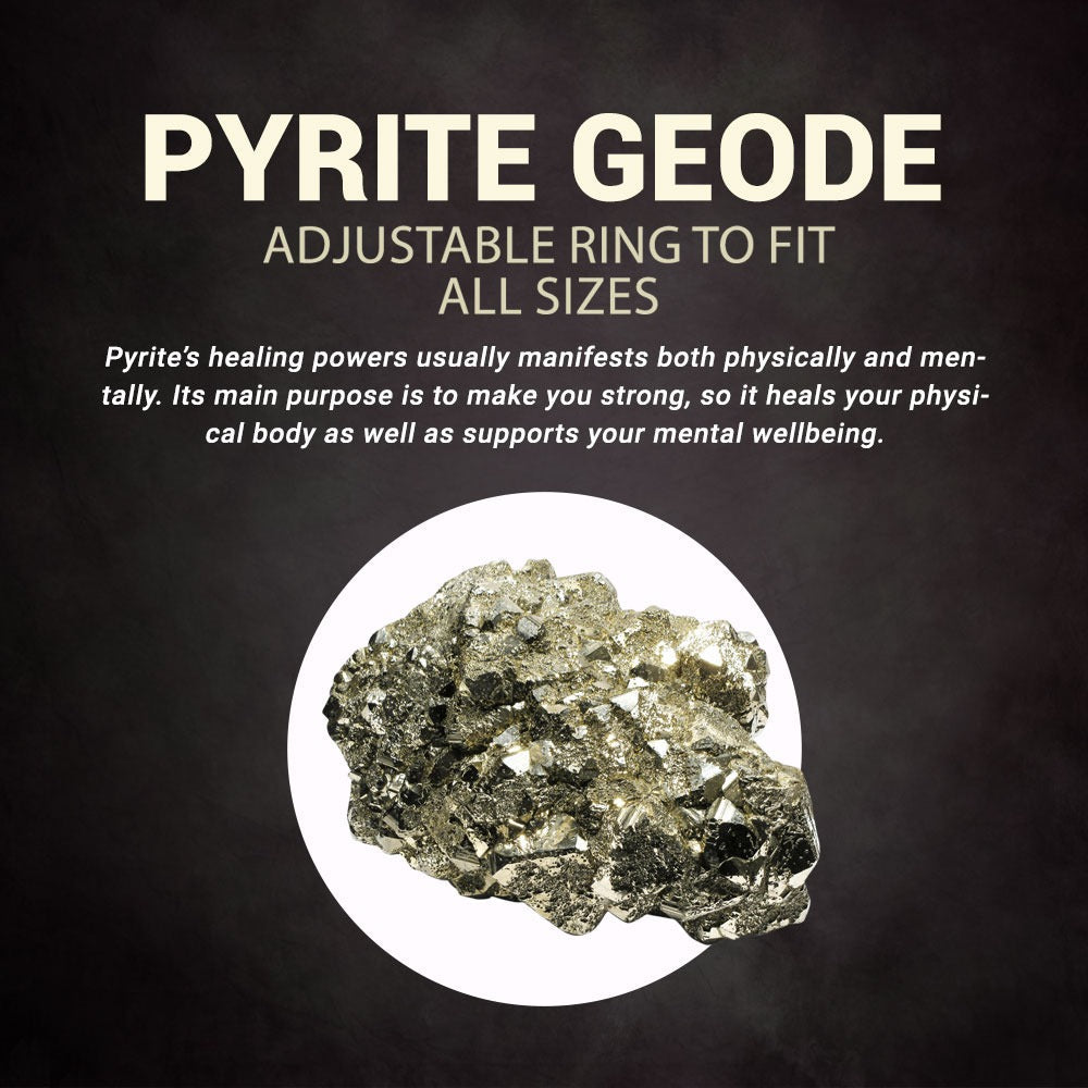 Pyrite Geode adjustable ring to fit all sizes for attracting money.