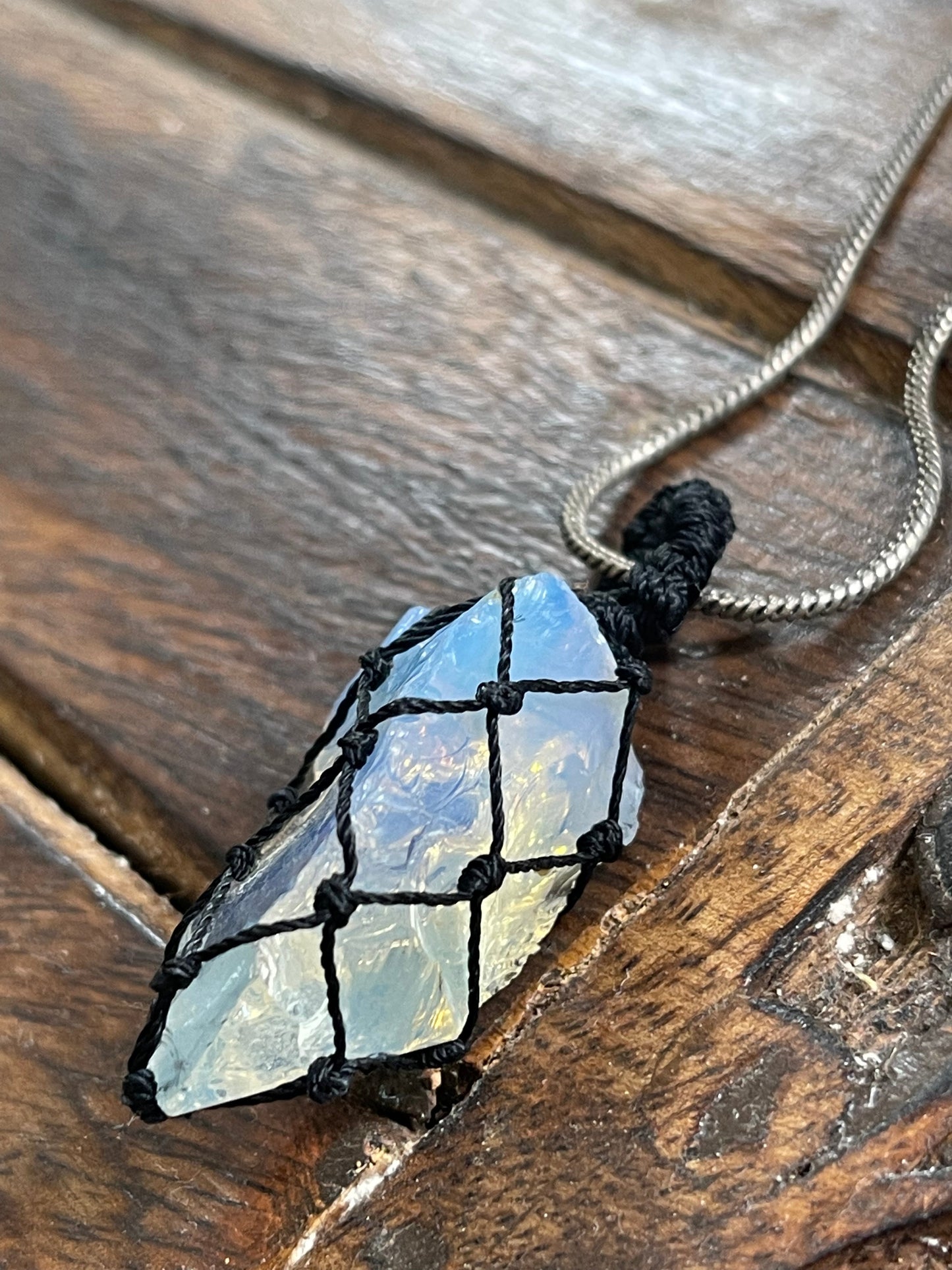Opalite Mesh Weave Crystal Pendant (Chain not included) for mental clarity