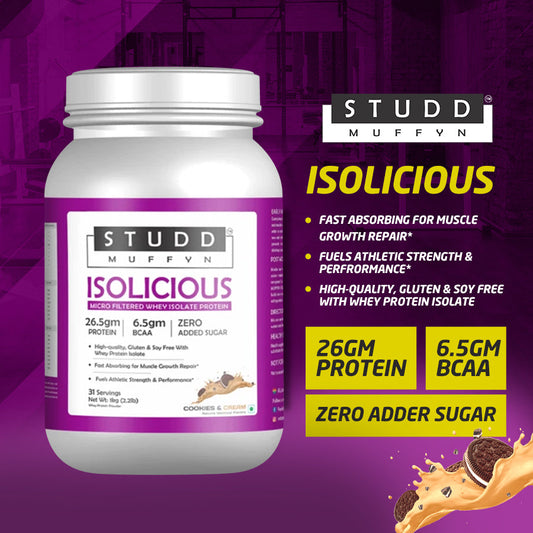 Studd Muffyn Isolicious , Isolate whey Protein ( Cookies & Cream - 1KG / 2 KG )