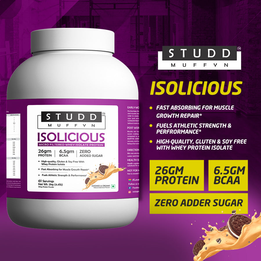 Studd Muffyn Isolicious , Isolate whey Protein ( Cookies & Cream - 1KG / 2 KG )