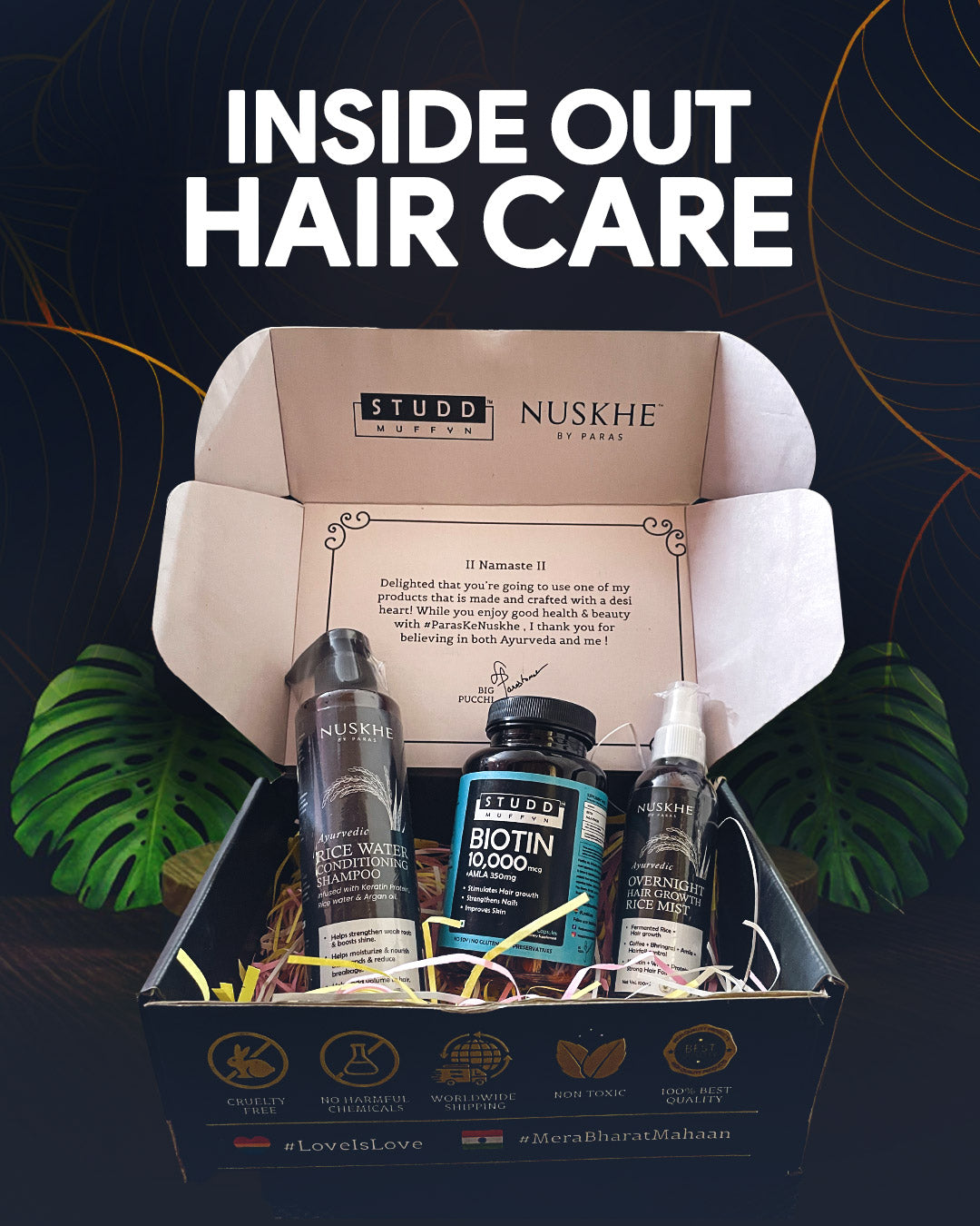 Inside Out Hair Care Combo (Shampoo + Fermented Rice Mist + Biotin Capsules) ✽ For Men & Women