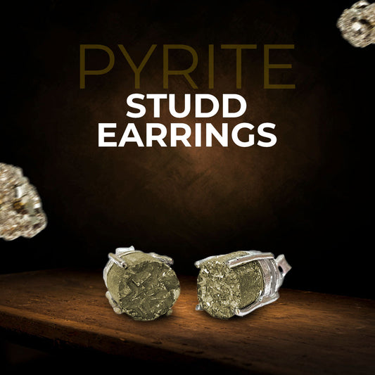 Pyrite Stud Earrings of Pyrite for Men & Women